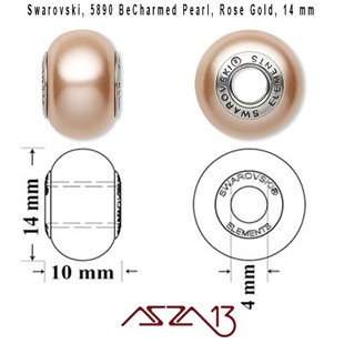 Swarovski 5890 Rose Gold (BeCharmed Pearl) 14 mm Pave