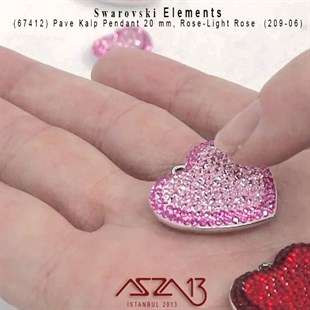 67412  209 (Rose) 06 (Light Rose) Pave Pendant (Pave Kolye Ucu) 20 mm / Paket İçeriği 1 Adet