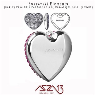 67412  209 (Rose) 06 (Light Rose) Pave Pendant (Pave Kolye Ucu) 20 mm / Paket İçeriği 1 Adet