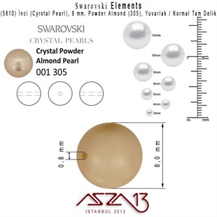 5810-305 Crystal Powder Almond Pearl 8 mm (İnci) / 30 Adet