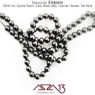 5810-298 Crystal Black Pearl 6 mm (İnci) / 40 Adet