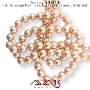 5811-769 Crystal Rose Gold Pearl 10 mm (İri Delik İnci) / 15 Adet