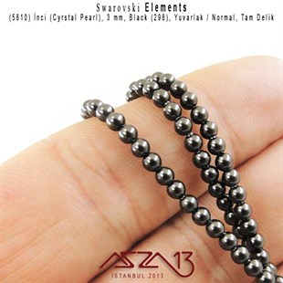 5810-298 Crystal Black Pearl 3 mm (İnci) / 50 Adet