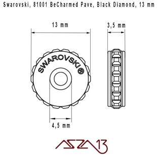 Swarovski 81001 Black Diamond (BeCharmed Pave  Stopper) 13 mm Pave