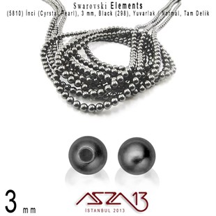 5810-298 Crystal Black Pearl 3 mm (İnci) / 50 Adet