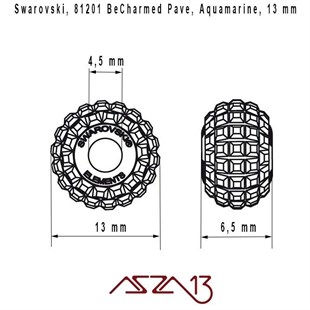 Swarovski 81201 Aquamarine (BeCharmed Pave) 13 mm Pave