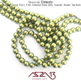 5810-930 Crystal Iridescent Green Pearl 8 mm (İnci) / 30 Adet