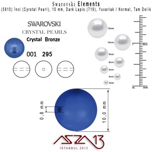 5810-719 Crystal Dark Lapis Pearl 10 mm (İnci) / 15 Adet