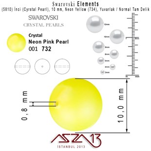 5810-734 Crystal Neon Yellow Pearl 10 mm (İnci) / 15 Adet