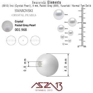 5810-968 Crystal Pastel Grey Pearl 4 mm (İnci) / 50 Adet