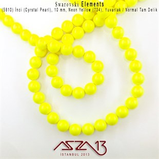 5810-734 Crystal Neon Yellow Pearl 10 mm (İnci) / 15 Adet