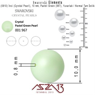 5810-967 Crystal Pastel Green Pearl 10 mm (İnci) / 15 Adet