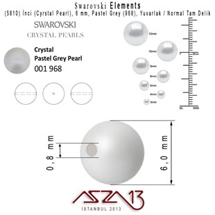 5810-968 Crystal Pastel Grey Pearl 6 mm (İnci) / 40 Adet