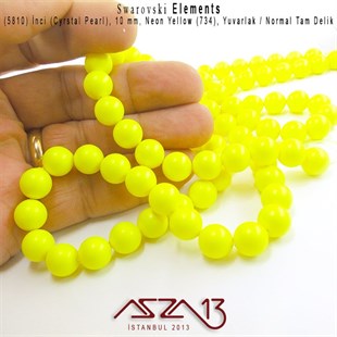 5810-734 Crystal Neon Yellow Pearl 10 mm (İnci) / 15 Adet