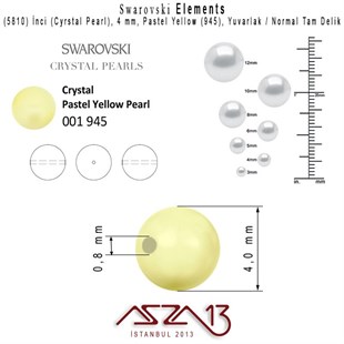 5810-945 Crystal Pastel Yellow Pearl 4 mm (İnci) / 50 Adet
