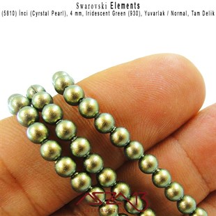 5810-930 Crystal Iridescent Green Pearl 4 mm (İnci) / 50 Adet