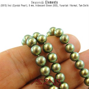 5810-930 Crystal Iridescent Green Pearl 6 mm (İnci) / 40 Adet