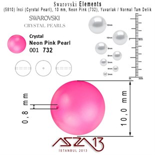 5810-732 Crystal Neon Pink Pearl 10 mm (İnci) / 15 Adet