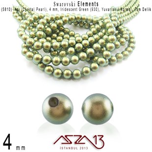 5810-930 Crystal Iridescent Green Pearl 4 mm (İnci) / 50 Adet