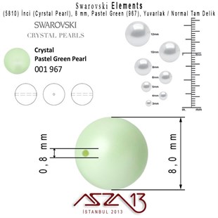 5810-967 Crystal Pastel Green Pearl 8 mm (İnci) / 30 Adet