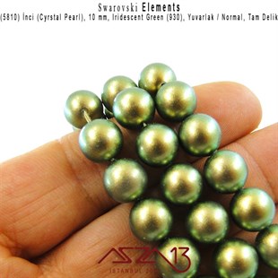 5810-930 Crystal Iridescent Green Pearl 10 mm (İnci) / 15 Adet