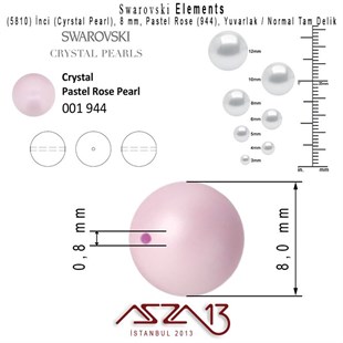 5810-944 Crystal Pastel Rose Pearl 8 mm (İnci) / 30 Adet