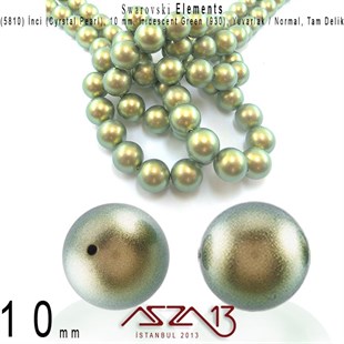5810-930 Crystal Iridescent Green Pearl 10 mm (İnci) / 15 Adet