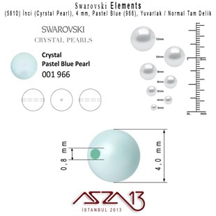 5810-966 Crystal Pastel Blue Pearl 4 mm (İnci) / 50 Adet