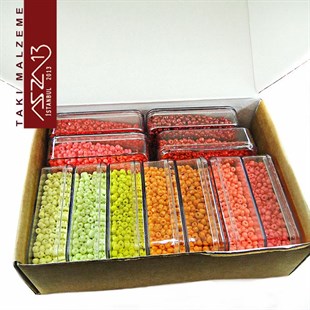 Kum Boncuk 6/0 (4,1 mm) Kırmızı-Sarı Büyük Set (11 Renk)