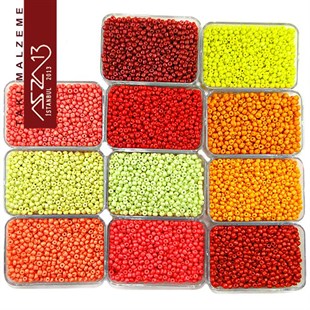Kum Boncuk 6/0 (4,1 mm) Kırmızı-Sarı Büyük Set (11 Renk)
