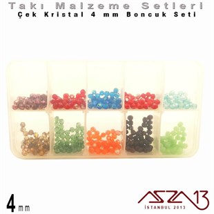 Çek Kristali - 4 mm - Yuvarlak - Boncuk Set / 480 Adet - 10 Renk