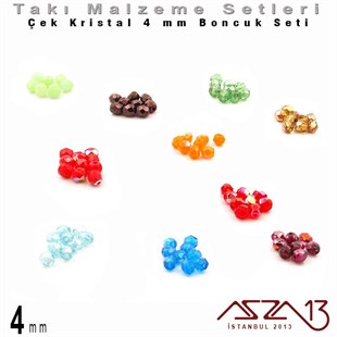 Çek Kristali - 4 mm - Yuvarlak - Boncuk Set / 480 Adet - 10 Renk