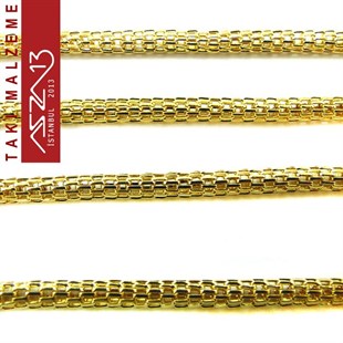 Micron 22K Altın Kaplamalı Kafes Örgü 2,5 mm Zincir / Paket İçeriği 42 cm