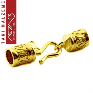 Mikron 22K Altın Kaplamalı Silindirik Kordon Uç Kapama / Paket İçeriği 1 Çift