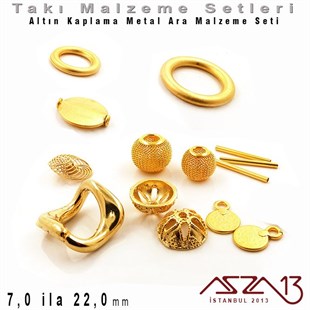 Altın Kaplama - 7,0 ila 22,0 mm - Metal Ara Malzeme Seti / 10 Çeşit - 45 gr