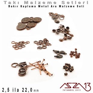 Bakır Kaplama - 2,5 ila 22,0 mm - Metal Ara Malzeme Seti / 10 Çeşit - 65 gr