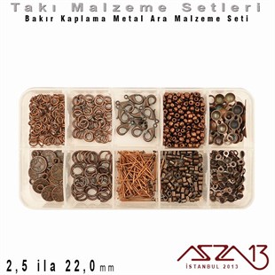 Bakır Kaplama - 2,5 ila 22,0 mm - Metal Ara Malzeme Seti / 10 Çeşit - 65 gr