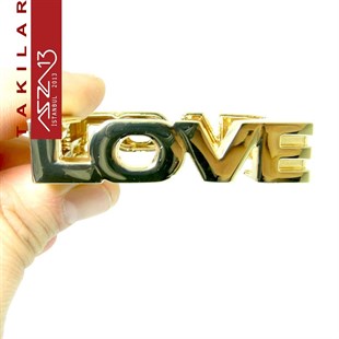 Altın Kaplama LOVE Yazılı Kare Bileklik