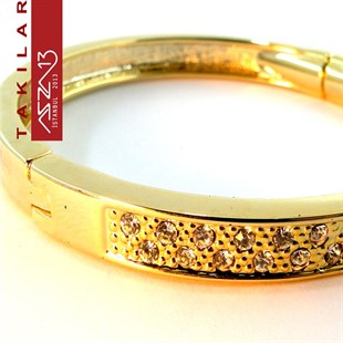 Altın Kaplama Kristal Taşlı Metal Halka Bileklik