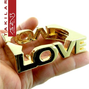 Altın Kaplama LOVE Yazılı Kare Bileklik