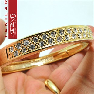 Altın Kaplama Kristal Taşlı Metal Halka Bileklik