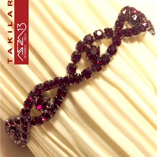 Kristal Garnet Taşlı Oval Halka Bileklik