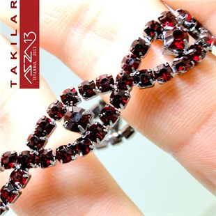 Kristal Garnet Taşlı Oval Halka Bileklik