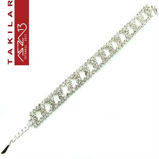 Kristal Taşlı Kare Halka Bileklik