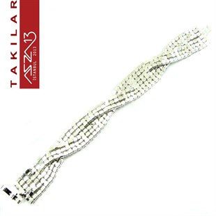 Kristal Taşlı Burma Şerit Bileklik