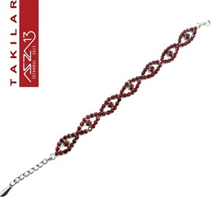 Kristal Garnet Taşlı Oval Halka Bileklik