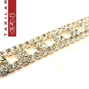 Kristal Taşlı Kare Halka Bileklik