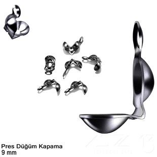 Kapama (Düğüm) - Tek Kulp ve  Pres - 9 mm - Siyah Nikel Kaplama / 20 Adet 