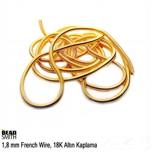 18K Altın Kaplama, 1,8 mm İçi Boş Metal Tel / French Wire / Paket İçeriği 35 cm