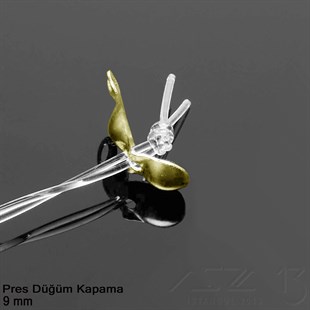 Kapama (Düğüm) - Tek Kulp ve  Pres - 9 mm - Pirinç Kaplama / 20 Adet 
